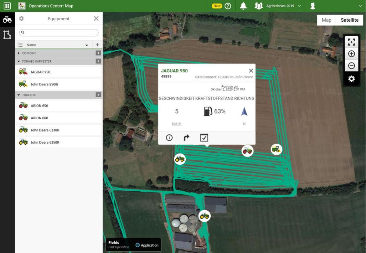 CLAAS Maschinen im John Deere Operations Center