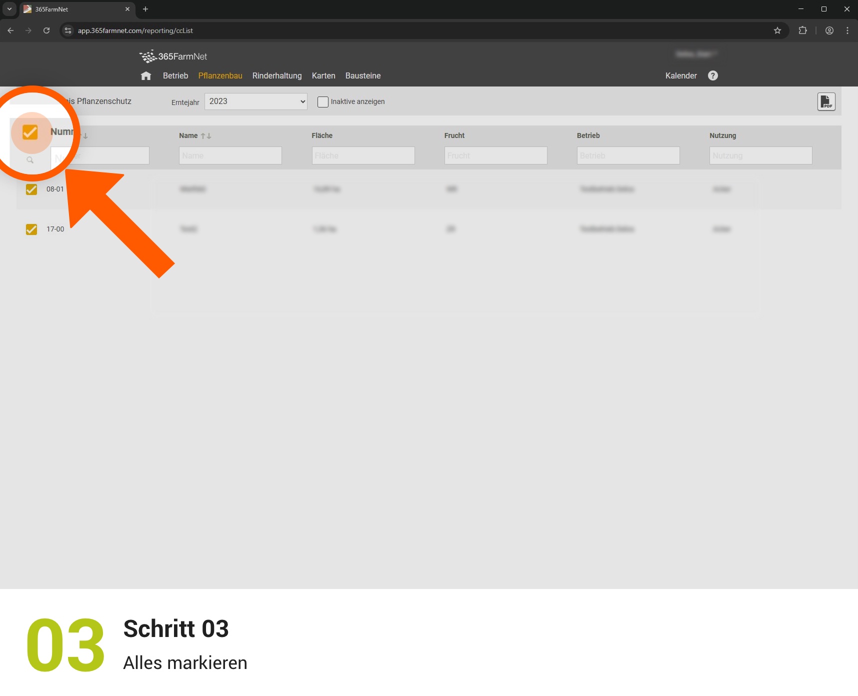 CC-Nachweise (Pflanzenschutz) exportieren