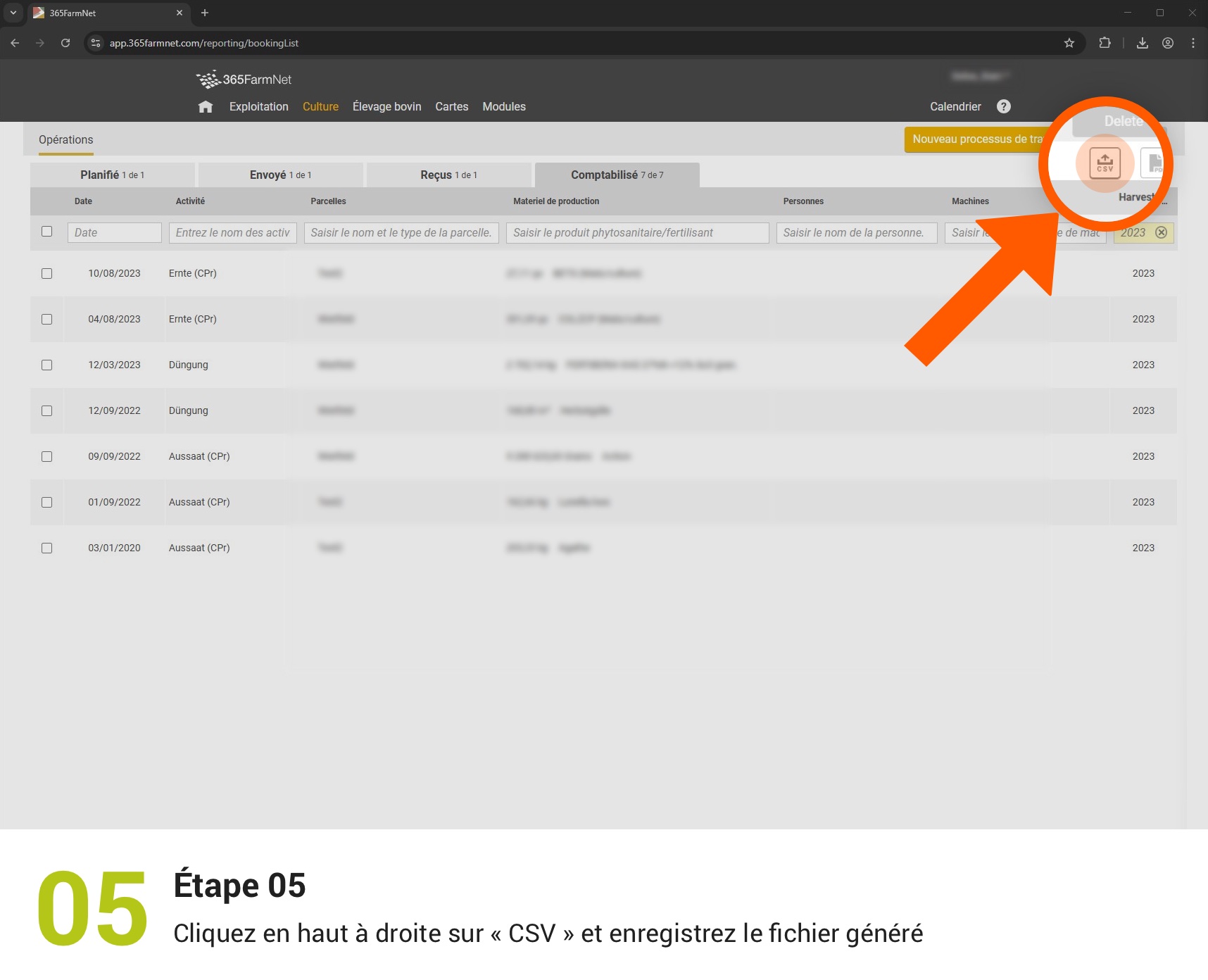 Exporter les activités enregistrées