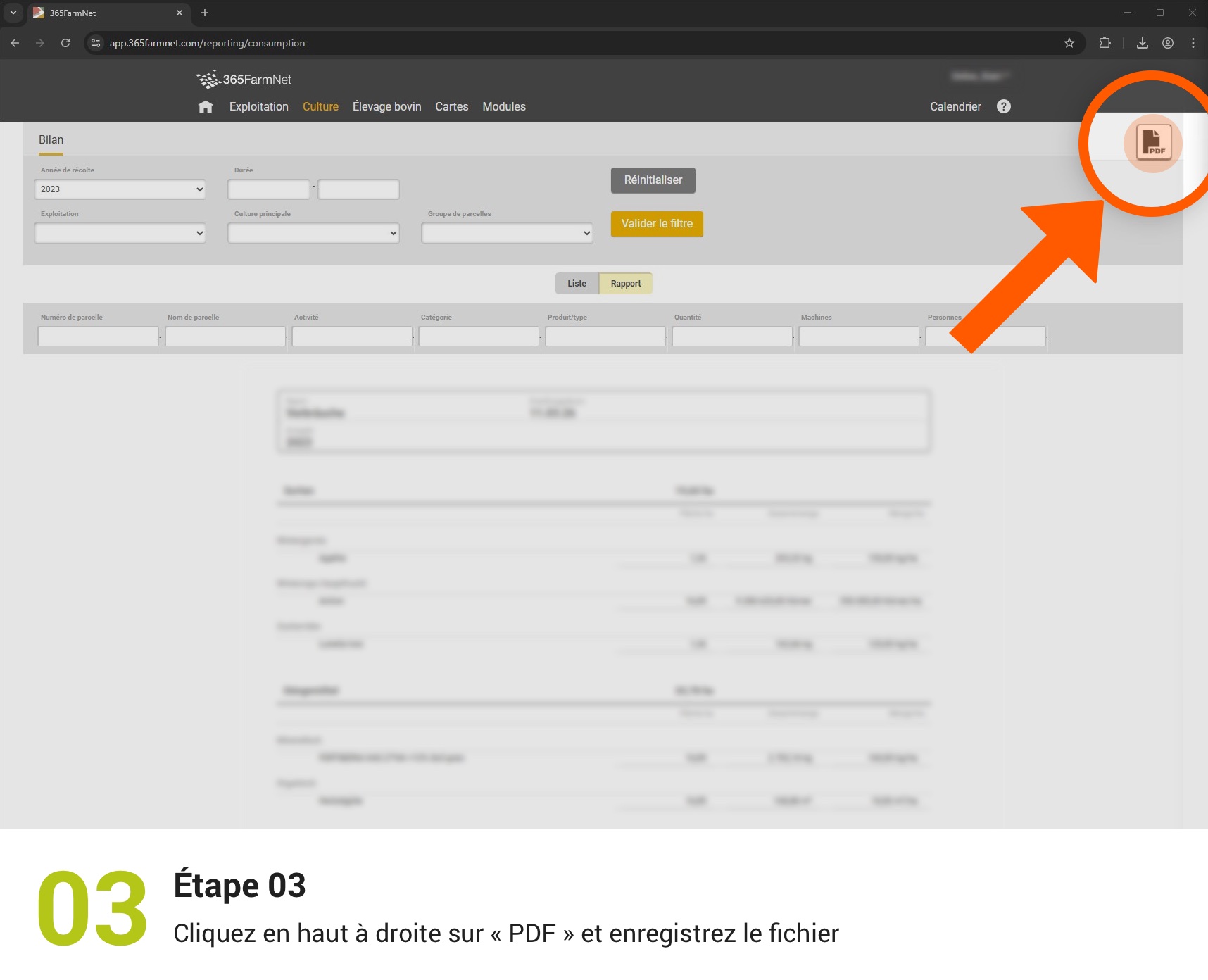 Exporter le bilan des ressources utilisées