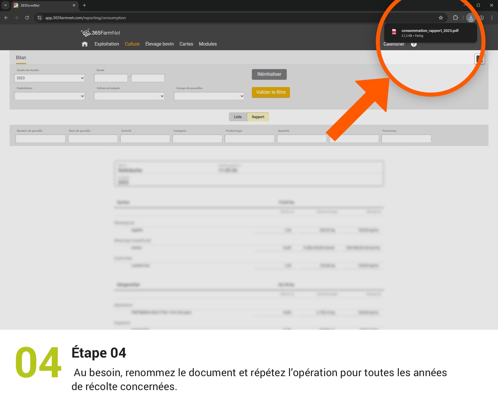 Exporter le bilan des ressources utilisées