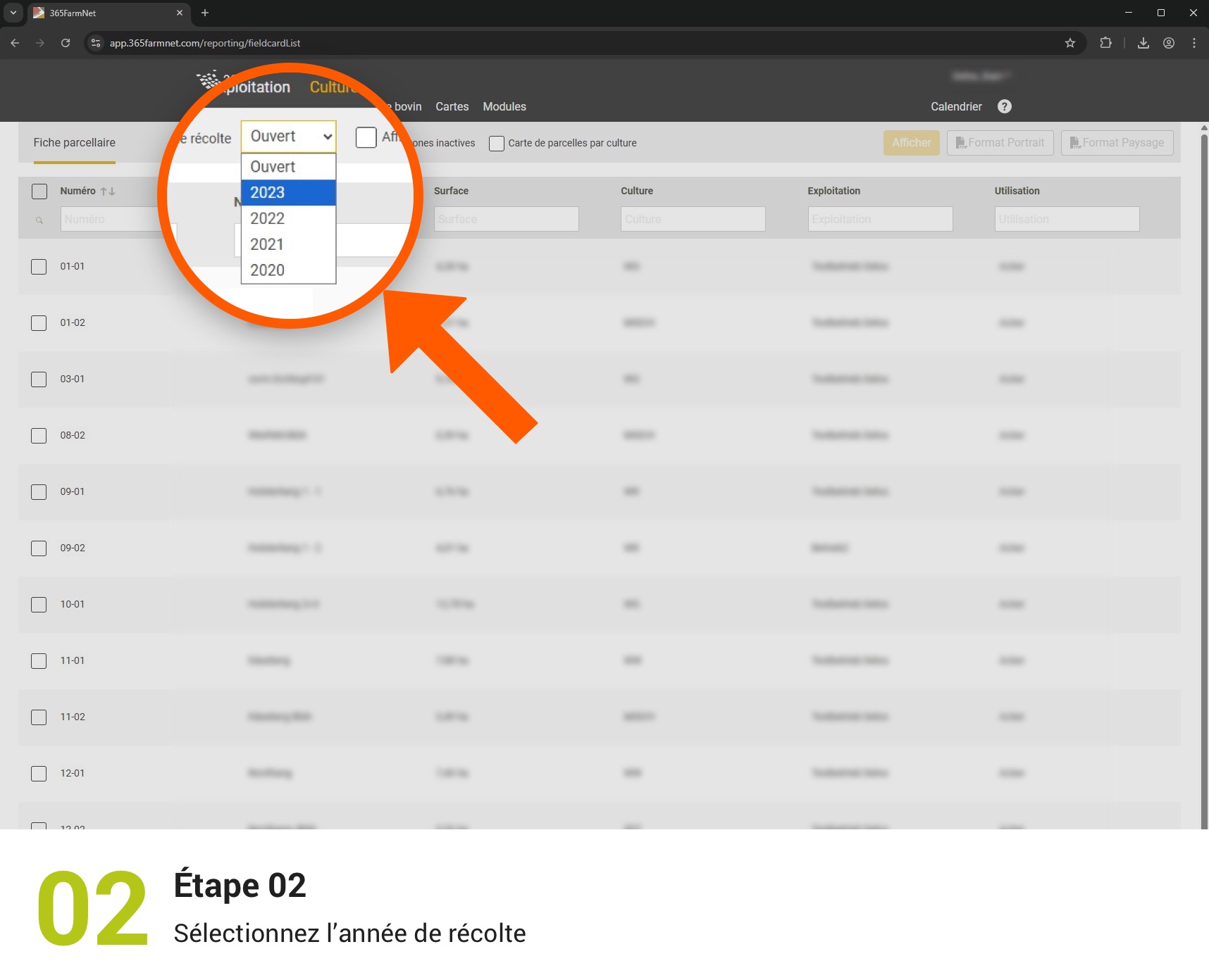 Exporter les fiches de parcelles