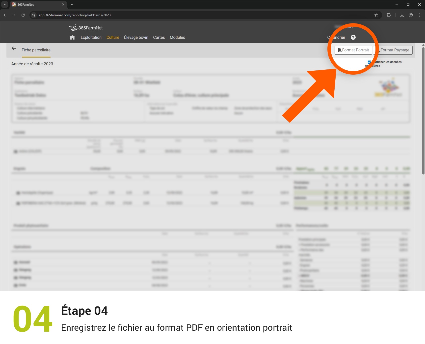 Exporter les fiches de parcelles