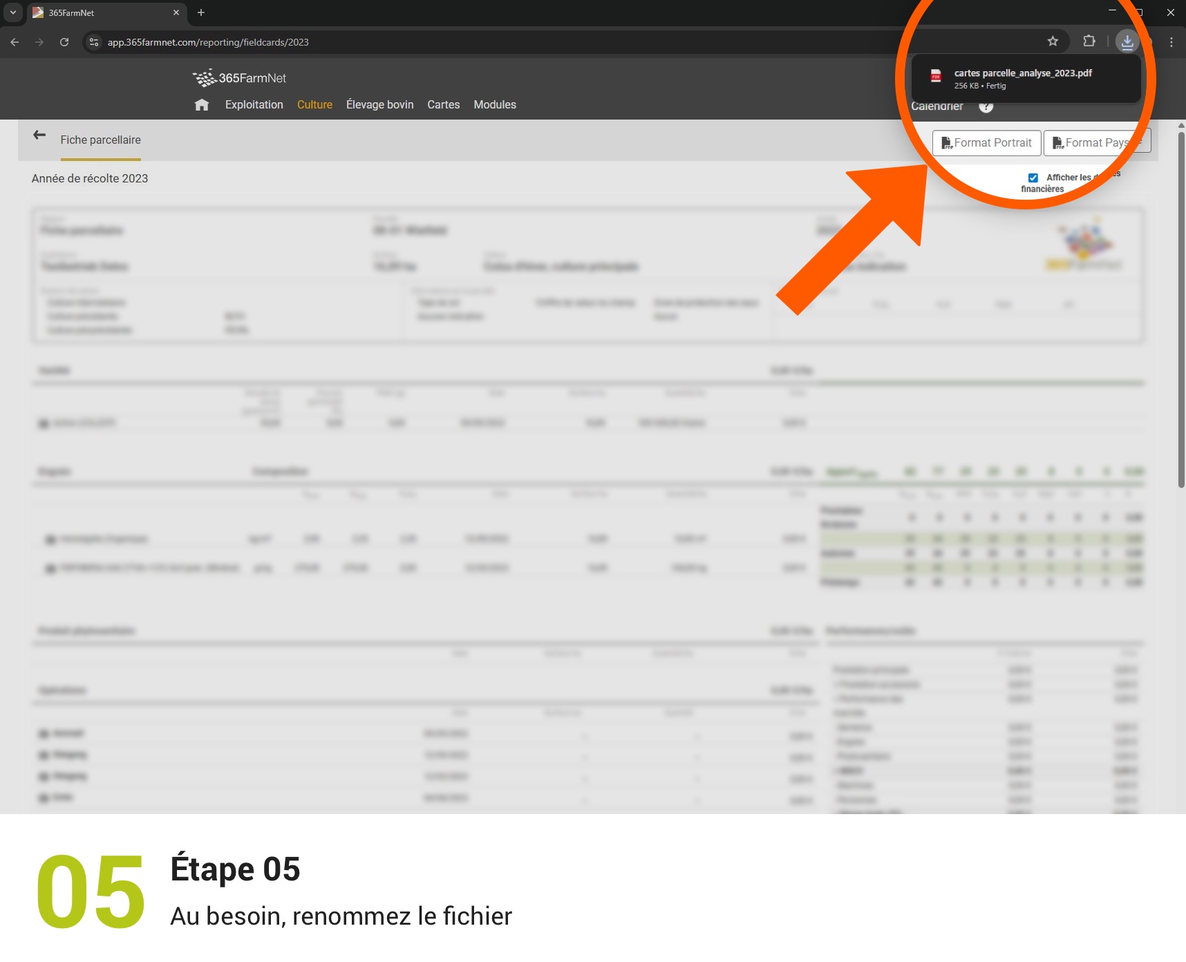 Exporter les fiches de parcelles