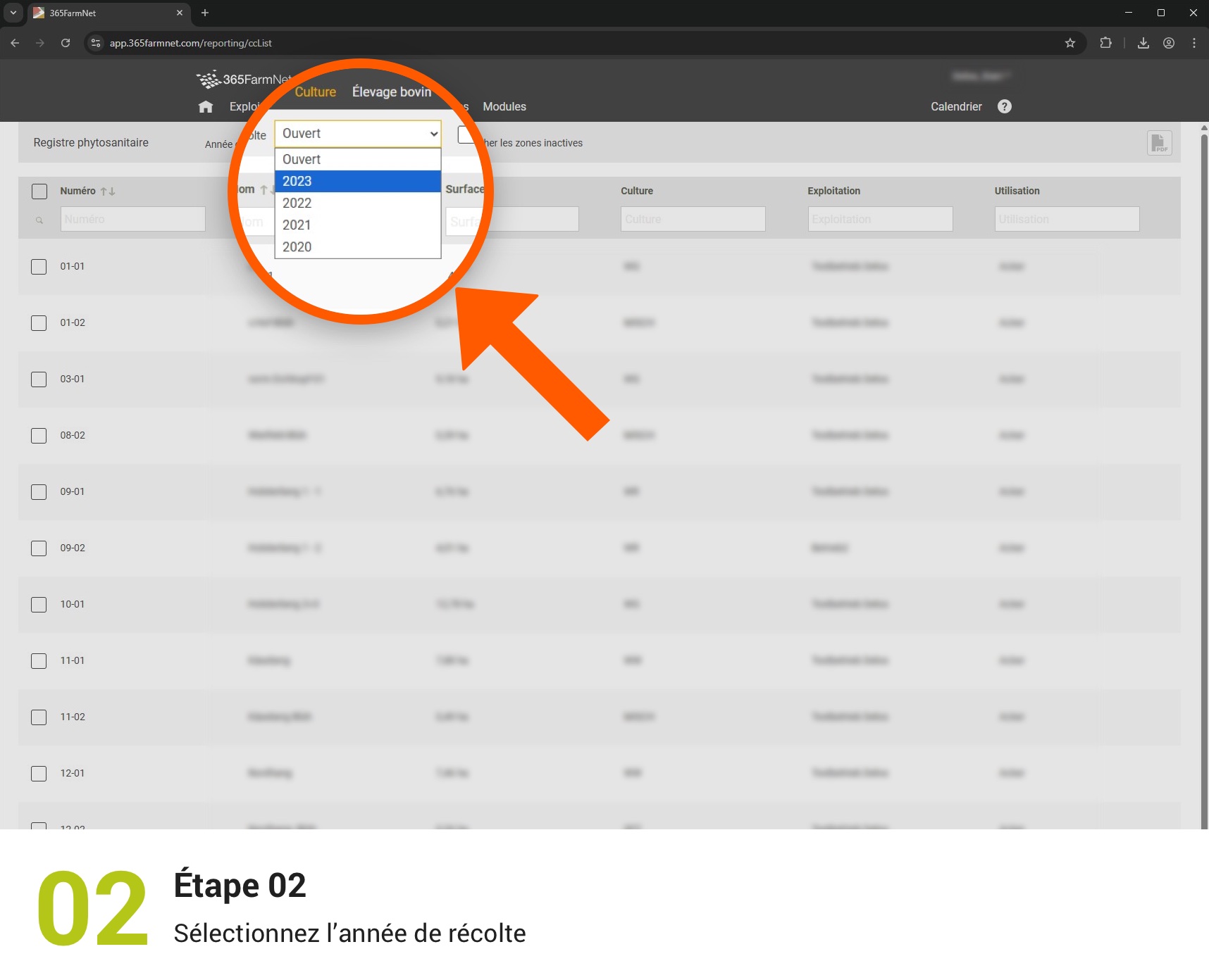 Exporter les registres phytosanitaires