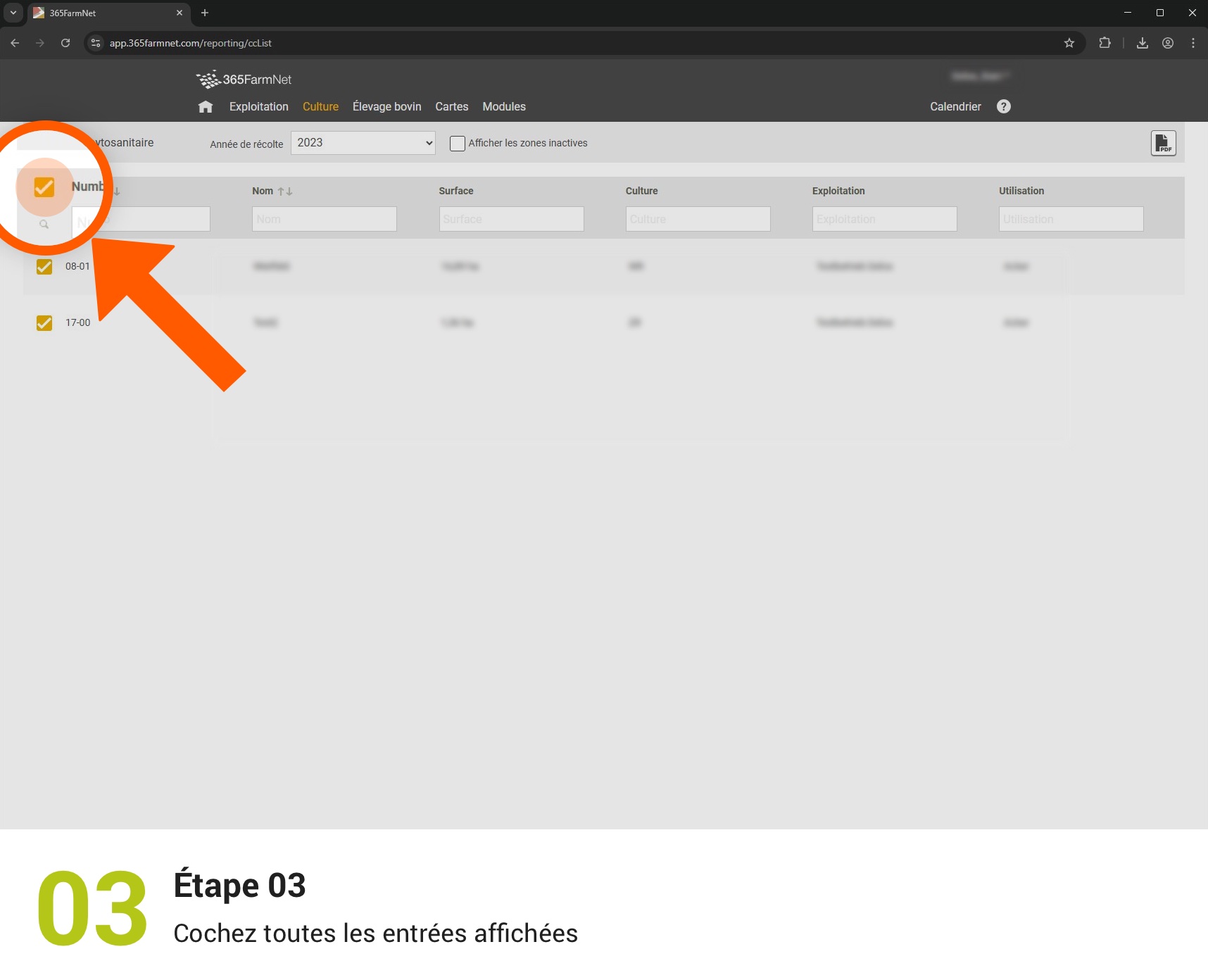 Exporter les registres phytosanitaires