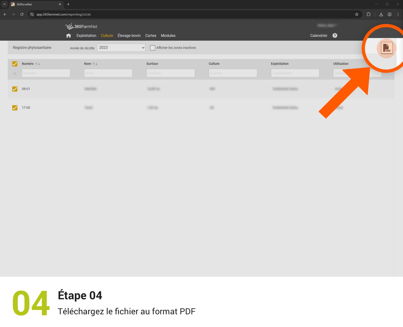 Exporter les registres phytosanitaires