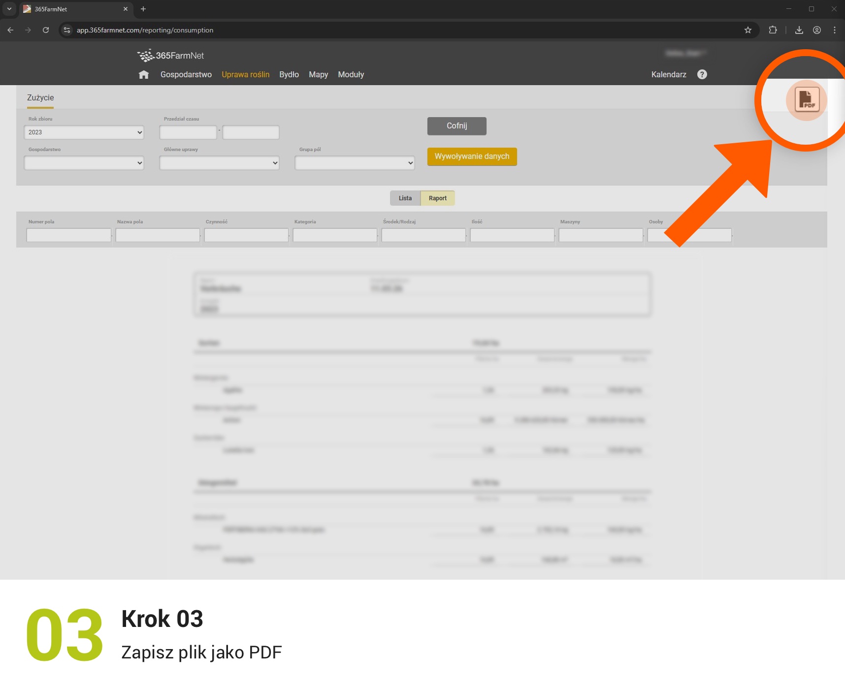 Eksport plików zużycia